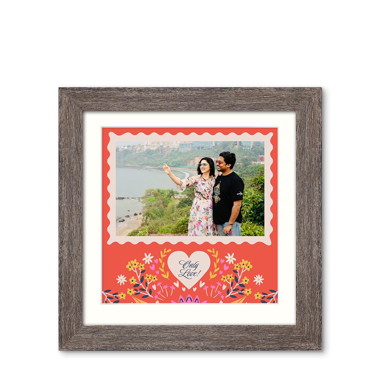 Love Blossoms - Natural Grooves Frame with Photo Love Blossoms - Natural Grooves Frame with Photo