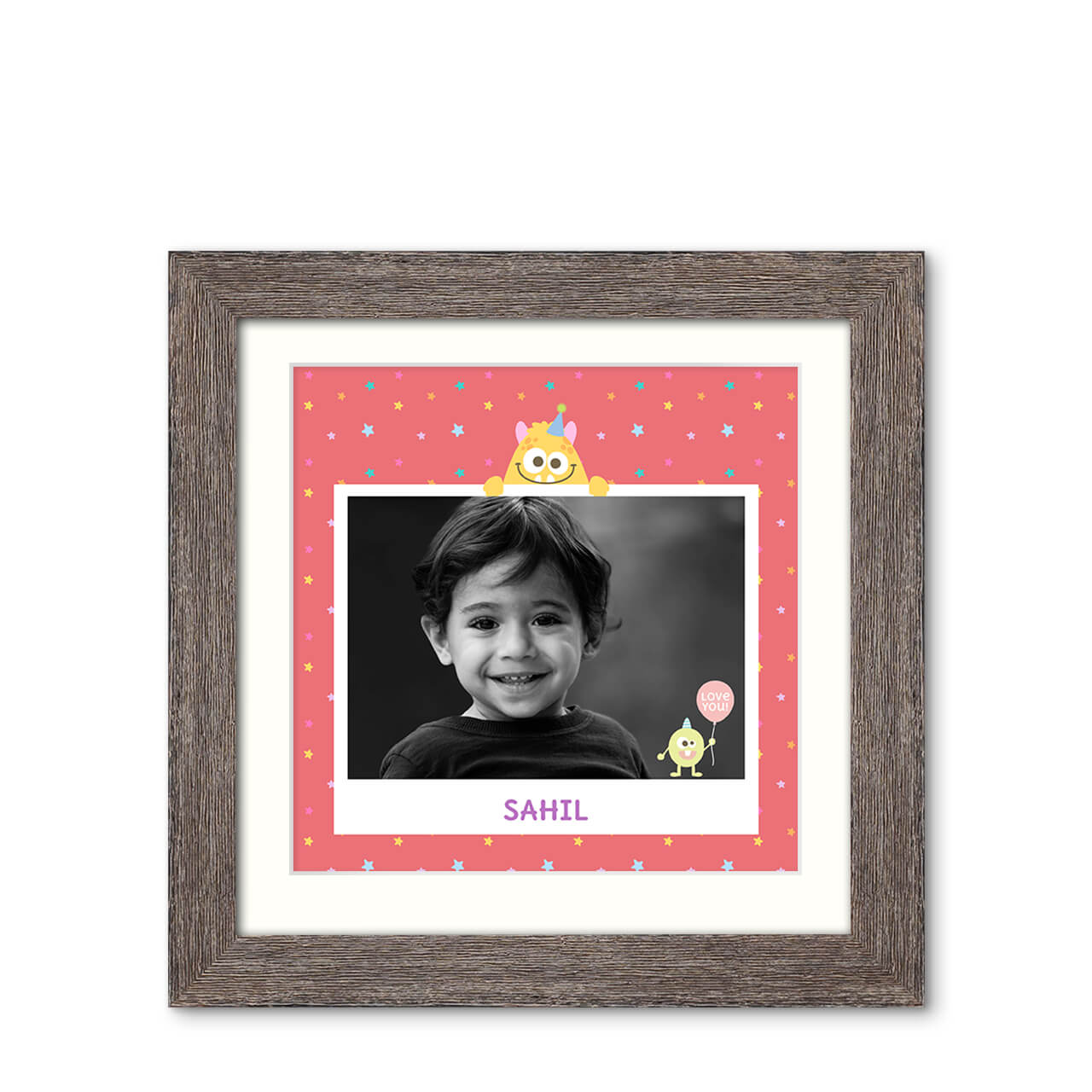 Monster Party - Natural Grooves Frame with Photo Monster Party - Natural Grooves Frame with Photo