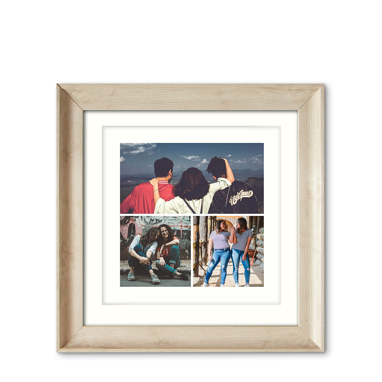 3-Photo Grid - Natural Wood Frame with Photo 3-Photo Grid - Natural Wood Frame with Photo