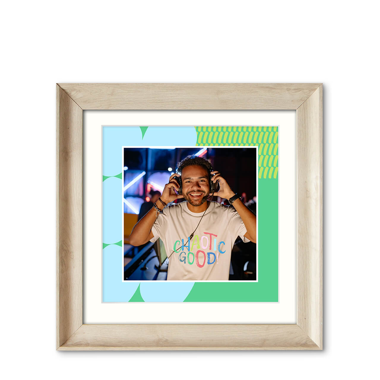 Aqua Drift - Natural Wood Frame with Photo Aqua Drift - Natural Wood Frame with Photo
