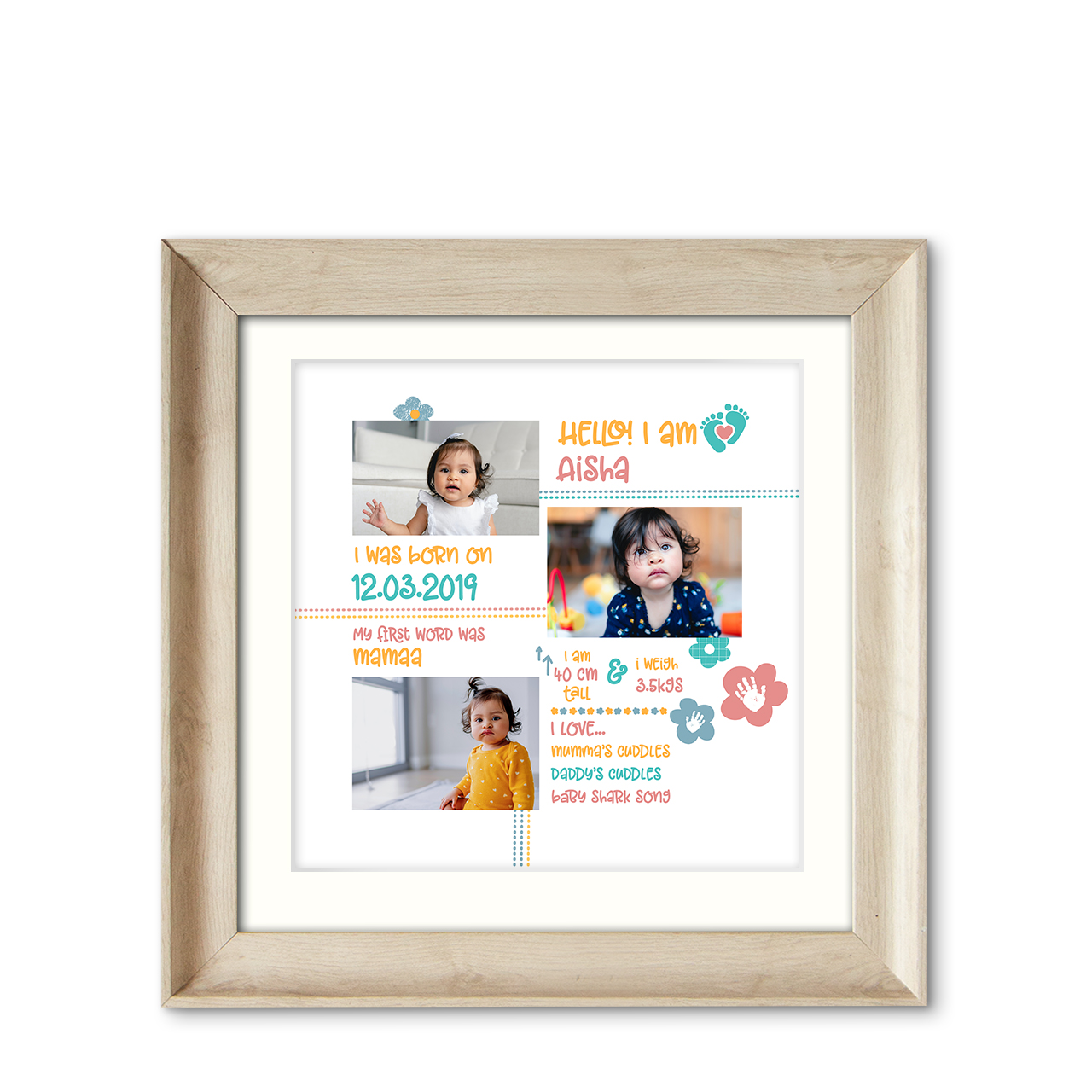 Baby's Milestones - Natural Wood Frame with Photo Baby's Milestones - Natural Wood Frame with Photo