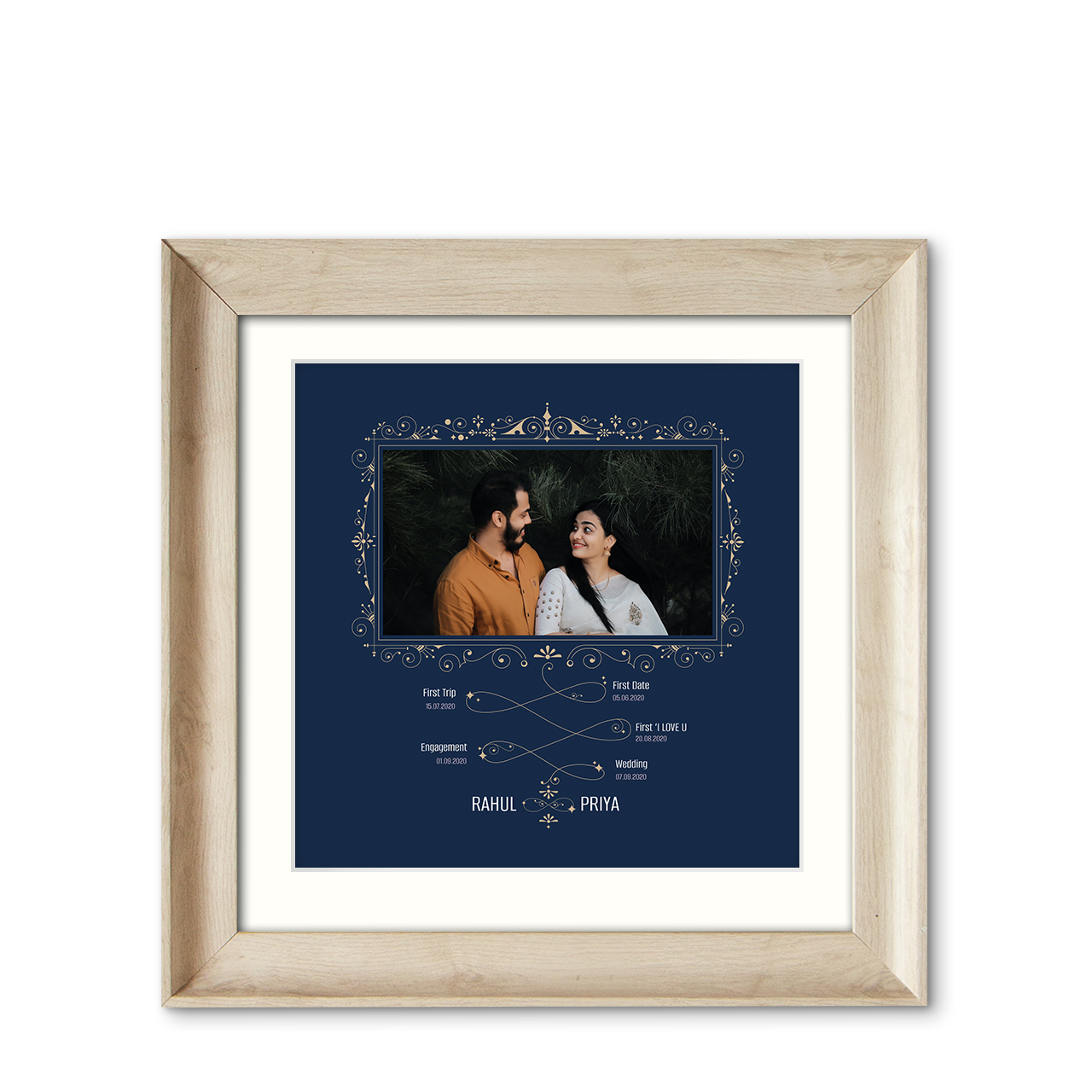 Couples Milestones - Natural Wood Frame with Photo Couples Milestones - Natural Wood Frame with Photo
