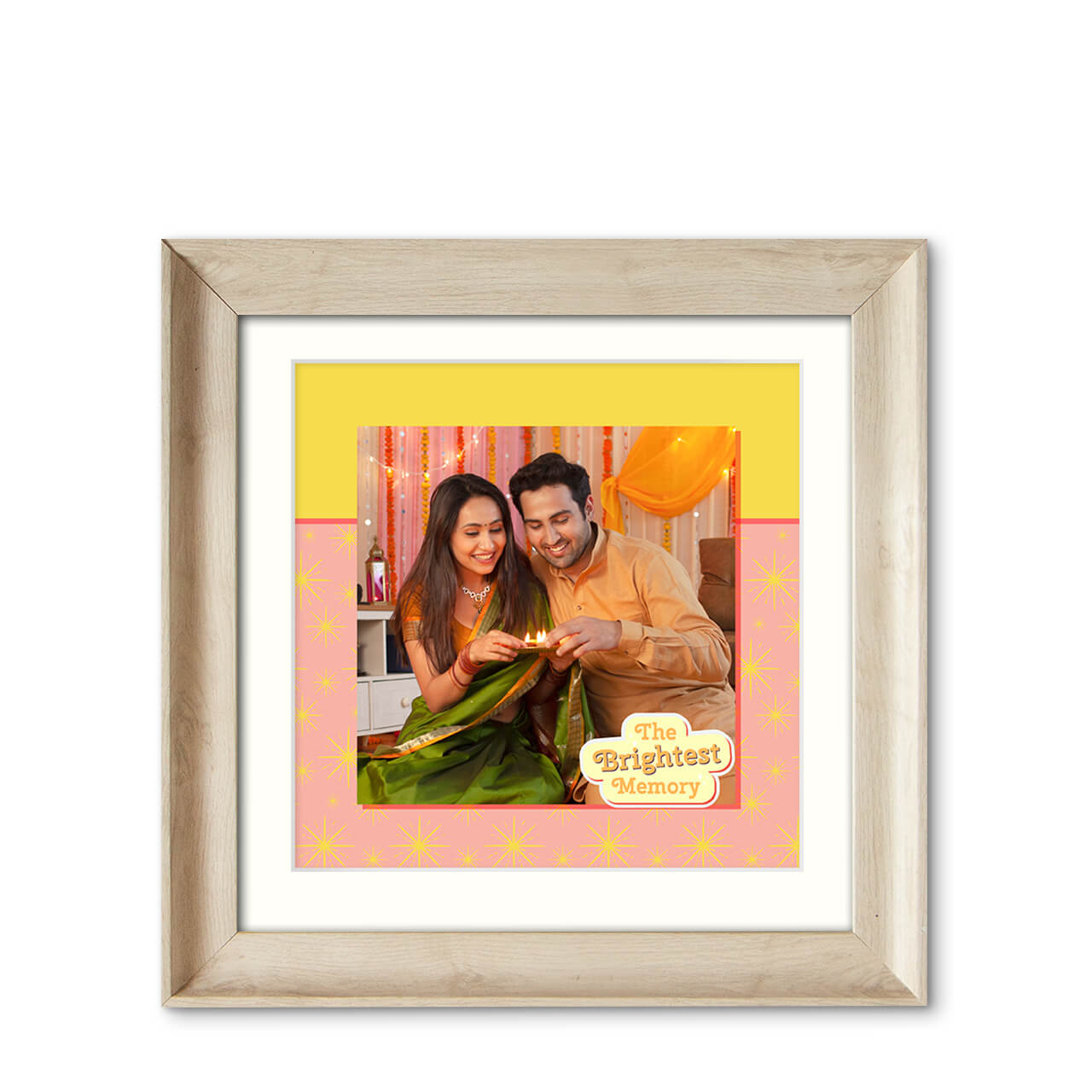 Festive Sparkle - Natural Wood Frame with Photo Festive Sparkle - Natural Wood Frame with Photo