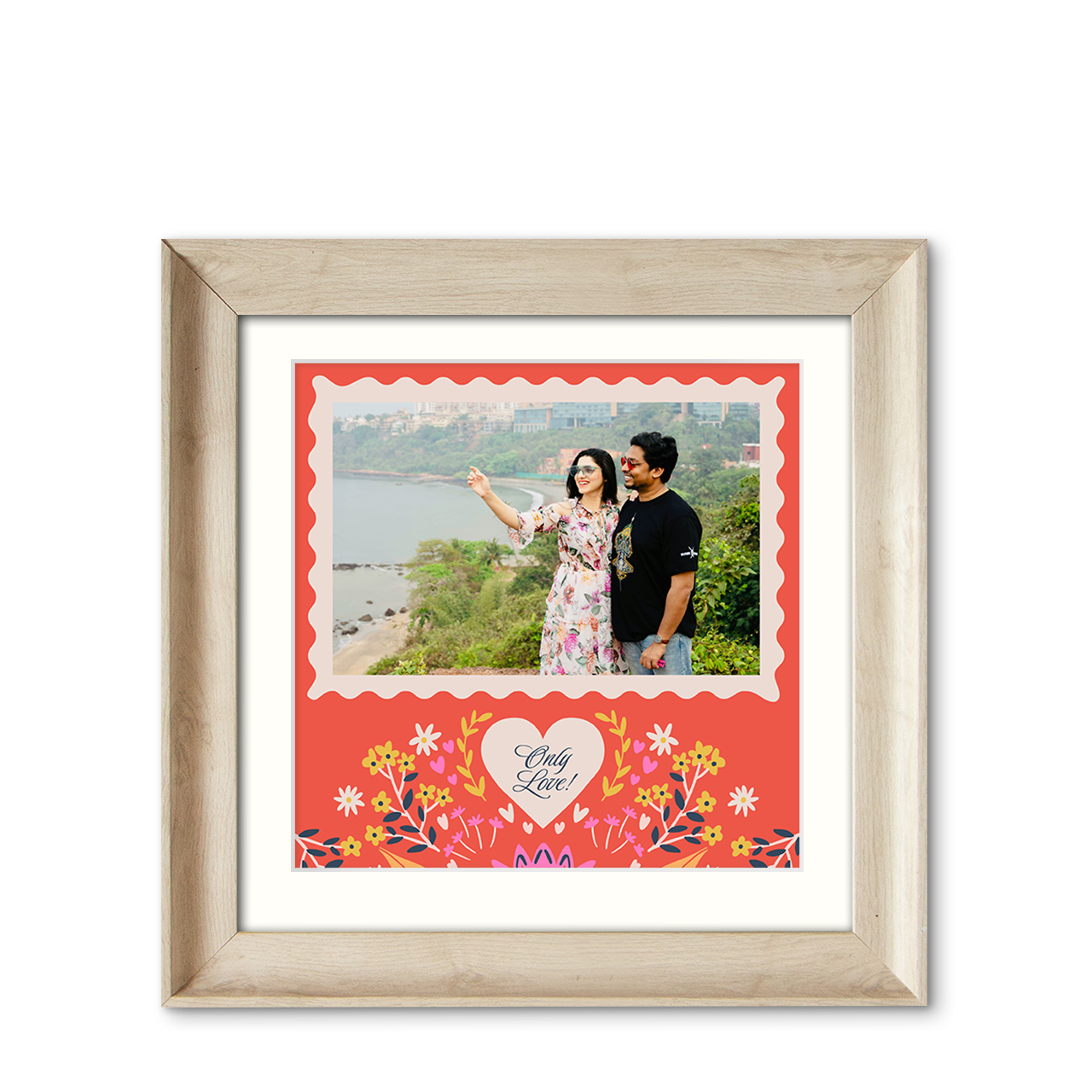Love Blossoms - Natural Wood Frame with Photo Love Blossoms - Natural Wood Frame with Photo