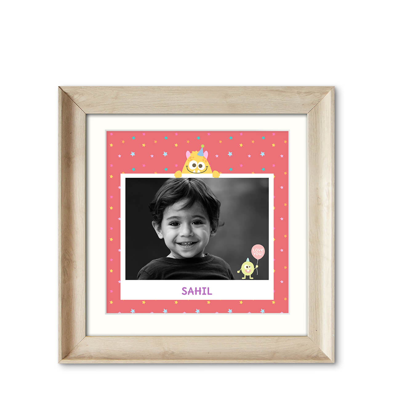 Monster Party - Natural Wood Frame with Photo Monster Party - Natural Wood Frame with Photo