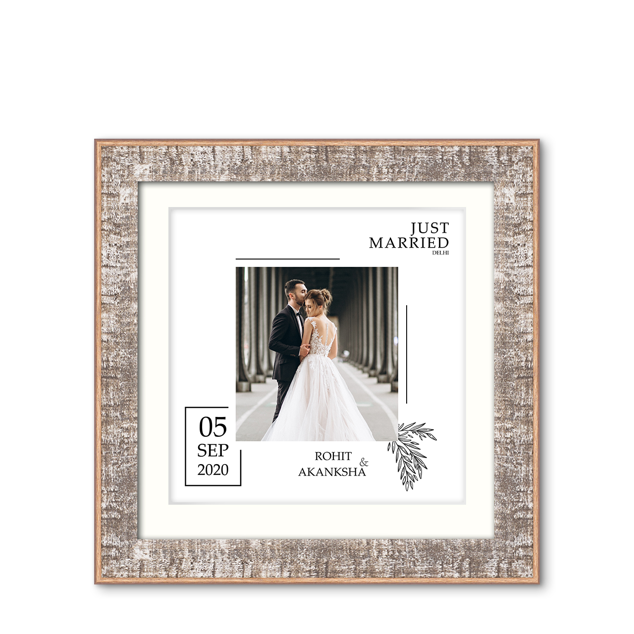 Just Married - Rustic Vibe Frame with Photo Just Married - Rustic Vibe Frame with Photo
