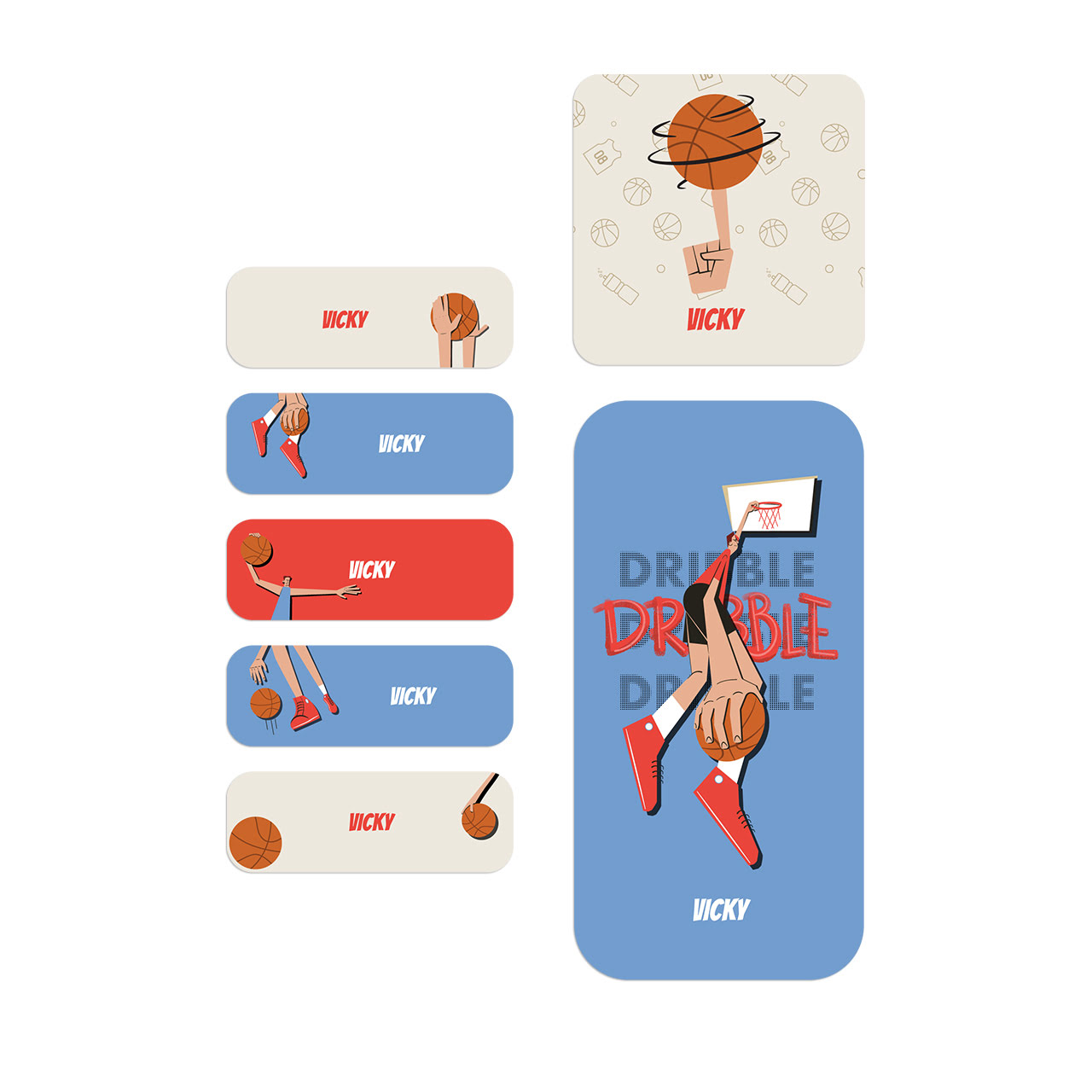 Basketball Fever Boy - Name Stickers (Set of 40)