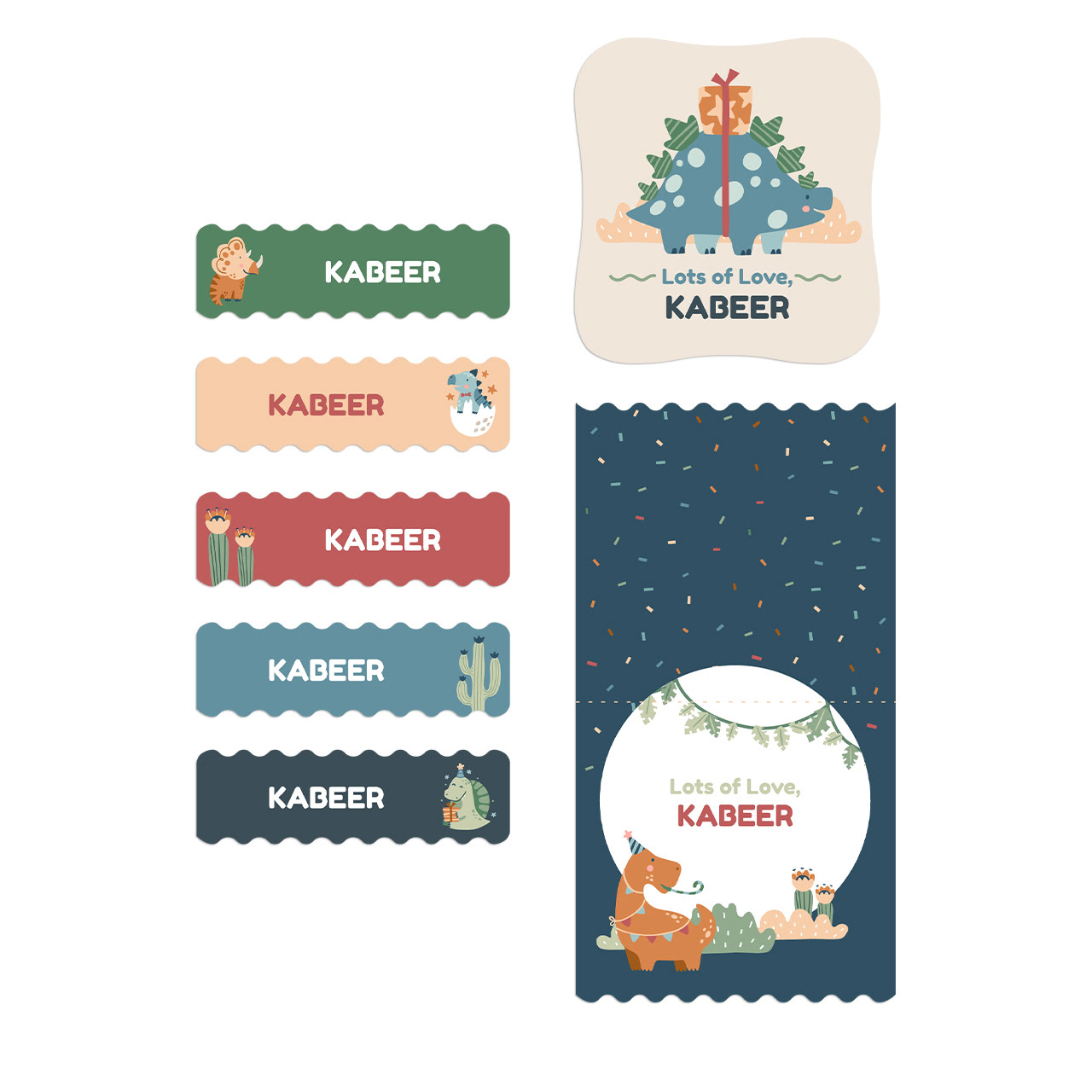 Dino Party - Name Stickers (Set of 40)