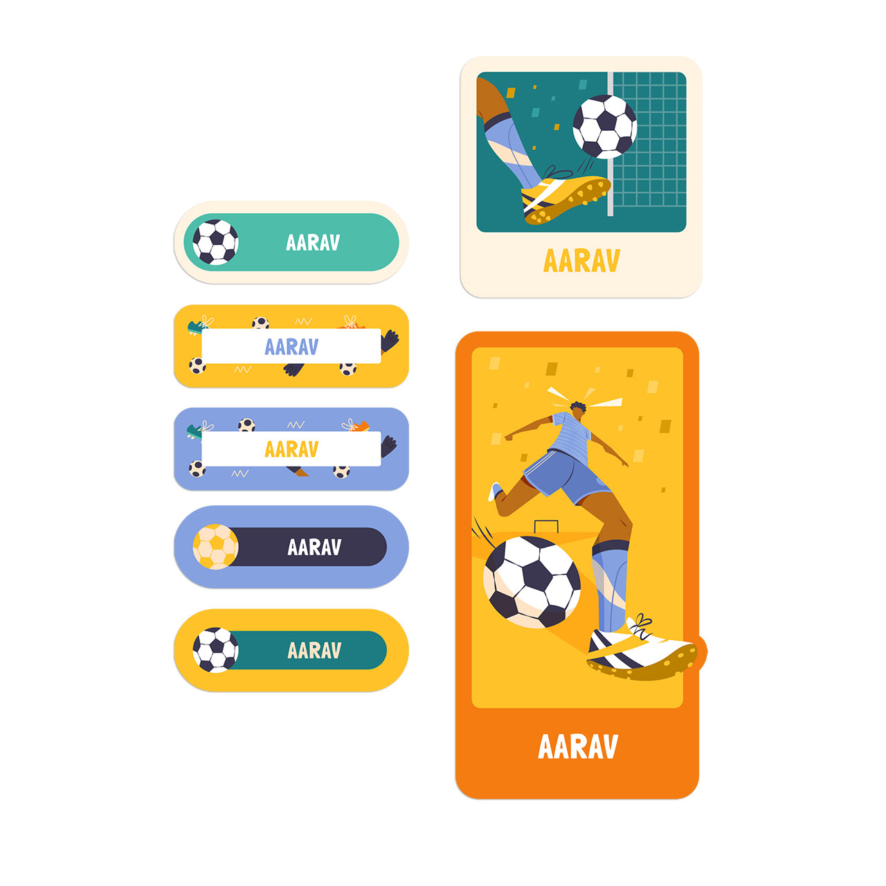 Football Goals Boy - Name Stickers (Set of 40)