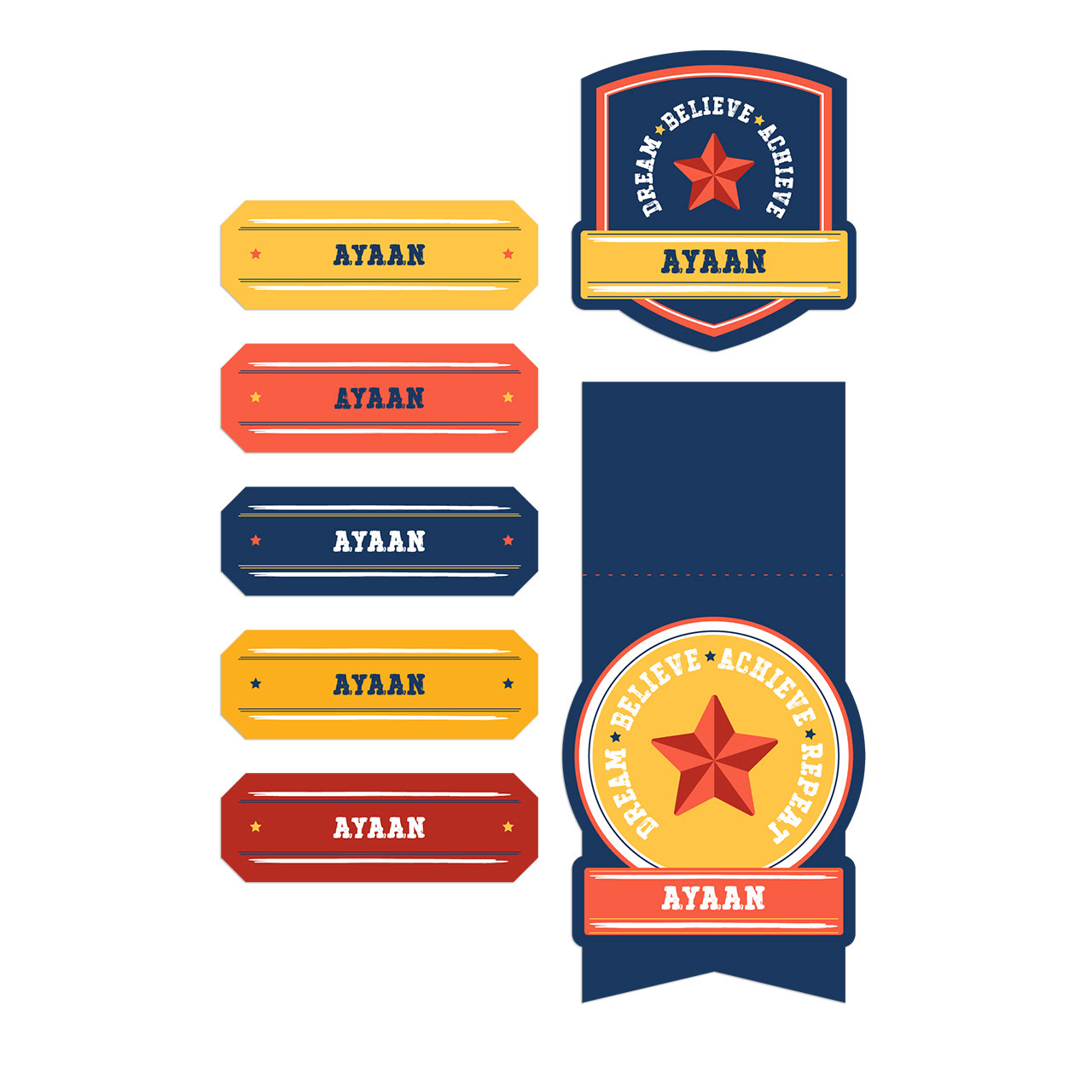 Jersey Number - Name Stickers (Set of 40)