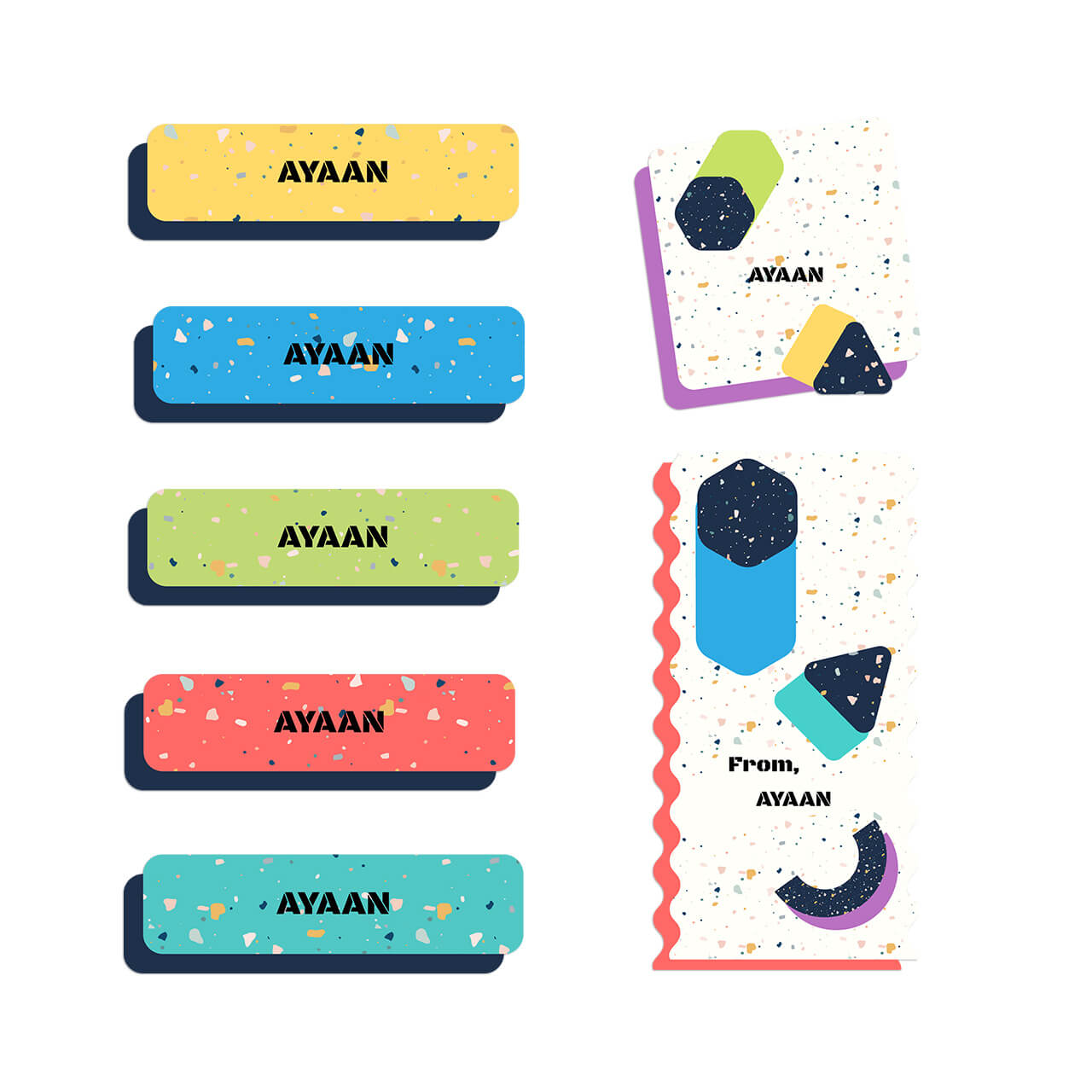 Terrazzo Pop - Name Stickers (Set of 40)